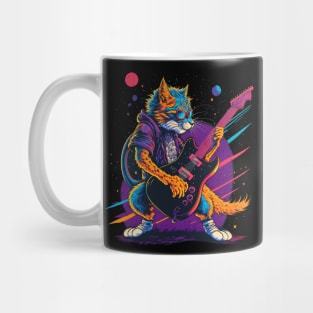 Retrowave Rockstar Cat Mug